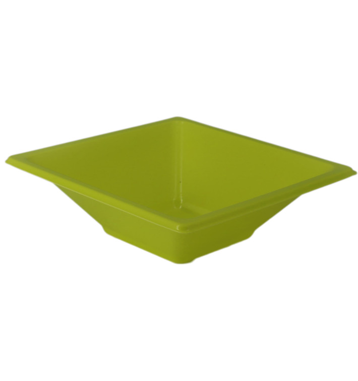 Plastic kom PS Vierkant pistache 12x12cm (12 stuks) 