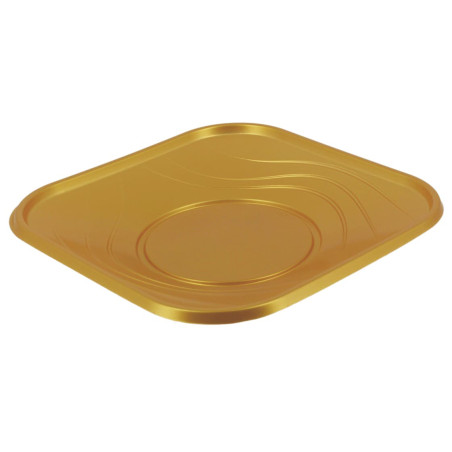 Herbruikbare Bord Economische PP "X-Table" Goud 18x18cm (120 stuks)