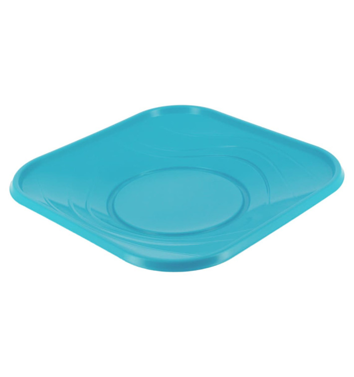 Plastic bord PP "X-Table" Vierkant turkoois 18 cm (8 stuks) 