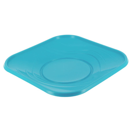 Assiette Réutilisable Economique PP "X-Table" Turquoise 18x18cm (120 Utés)