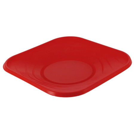 Assiette Réutilisable Economique PP "X-Table" Rouge 18x18cm (120 Utés)