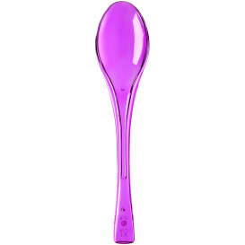 Plastic lepel  PS "Flen" fuchsia transparant 14,5cm (50 stuks) 