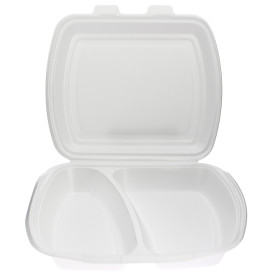 Schuim lunch doos met 2 Compartmenten wit 2,40x2,10x0,70cm (250 stuks)