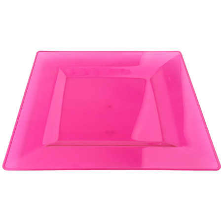 Assiette Plastique Carrée Extra Dur Framboise 20x20cm (88 Utés)