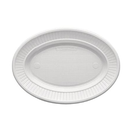 Assiette Plastique PS Ovale Plate Blanche (1000 Unités)