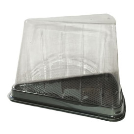 Plastic cakeplak Container transparant zwarte voet (50 stuks)