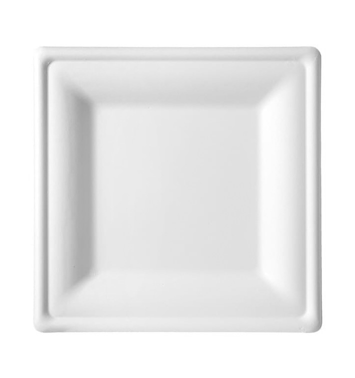 Assiette Carrée Canne à Sucre Blanc 260x260mm (320 Utés)