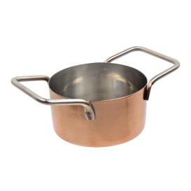 Bediening mini kookpot dienblad kom van staal koper Ø7x4,5cm (1 stuk) 