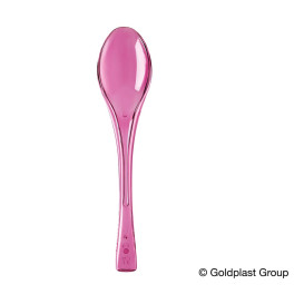 Plastic lepel  PS "Flen" fuchsia transparant 14,5cm (50 stuks) 