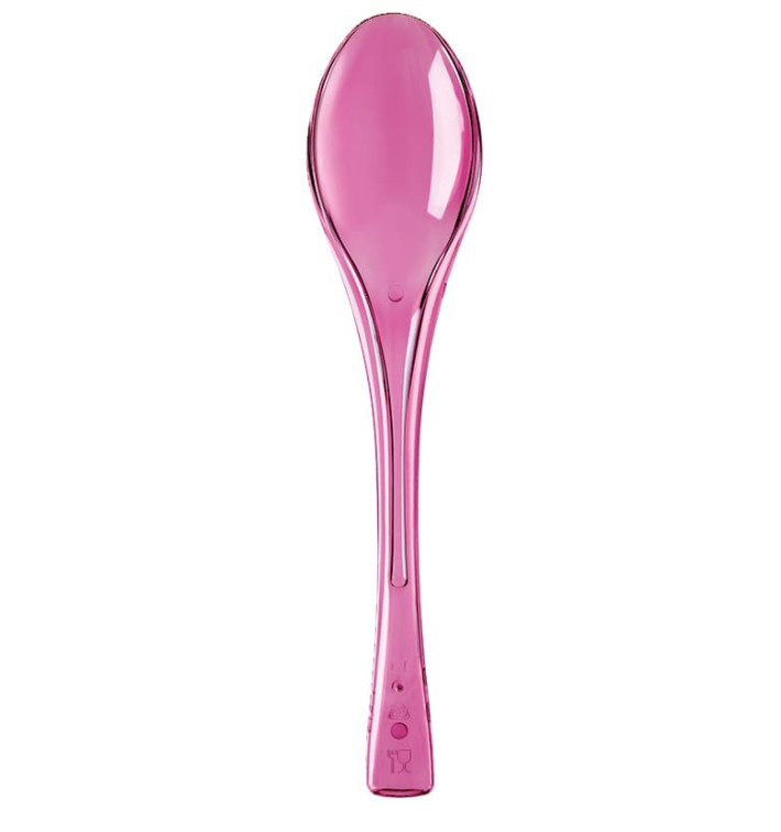 Plastic lepel  PS "Flen" fuchsia transparant 14,5cm (50 stuks) 