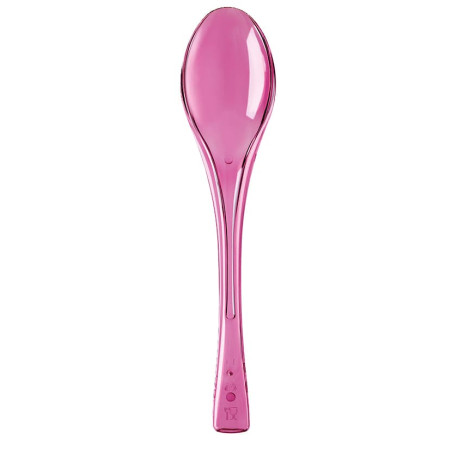 Plastic lepel  PS "Flen" fuchsia transparant 14,5cm (50 stuks) 