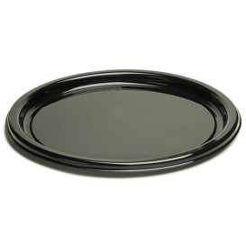 Plastic bord Rond vormig zwart 18 cm (25 stuks) 