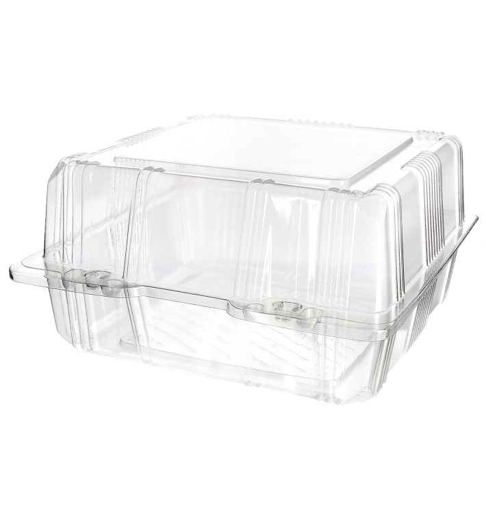 Plastic scharnierende bakkerij Container PET 18x18x10cm (20 stuks) 