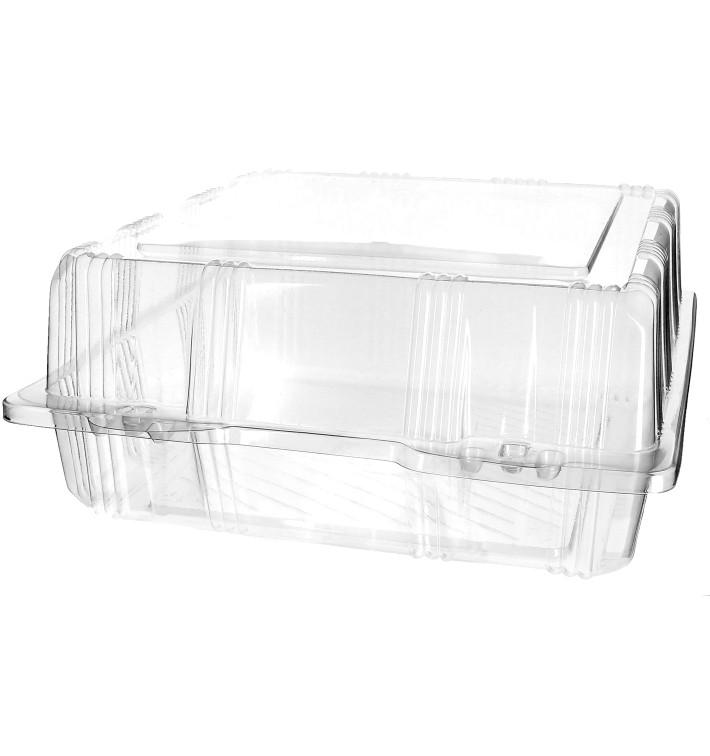 Plastic scharnierende bakkerij Container PET 22x22x10cm (220 stuks)