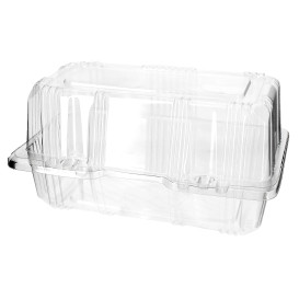 Plastic scharnierende bakkerij Container PET 18x9,5x10cm (220 stuks)