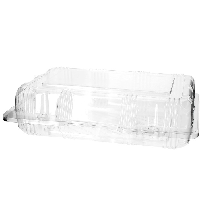 Plastic scharnierende bakkerij Container PET 22x14,5x6cm (220 stuks)