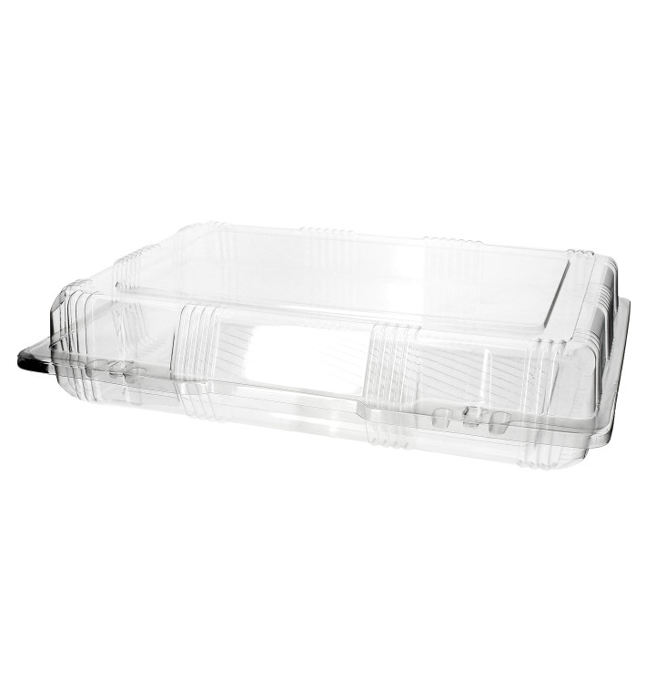 Plastic scharnierende bakkerij Container PET 28x18x6cm (220 stuks)