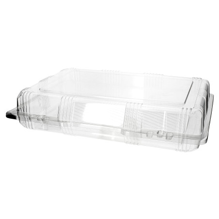 Plastic scharnierende bakkerij Container PET 28x18x6cm (220 stuks)