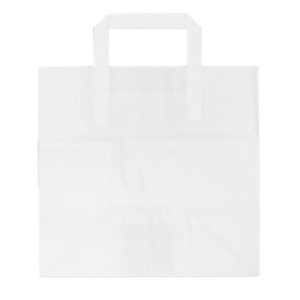 Sac Papier Blanc avec Anses Plates 70g 26+18x26cm (250 Utés)