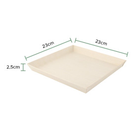 Houten schaal Vierkant 23x23x2,5cm 1250ml (25 stuks)