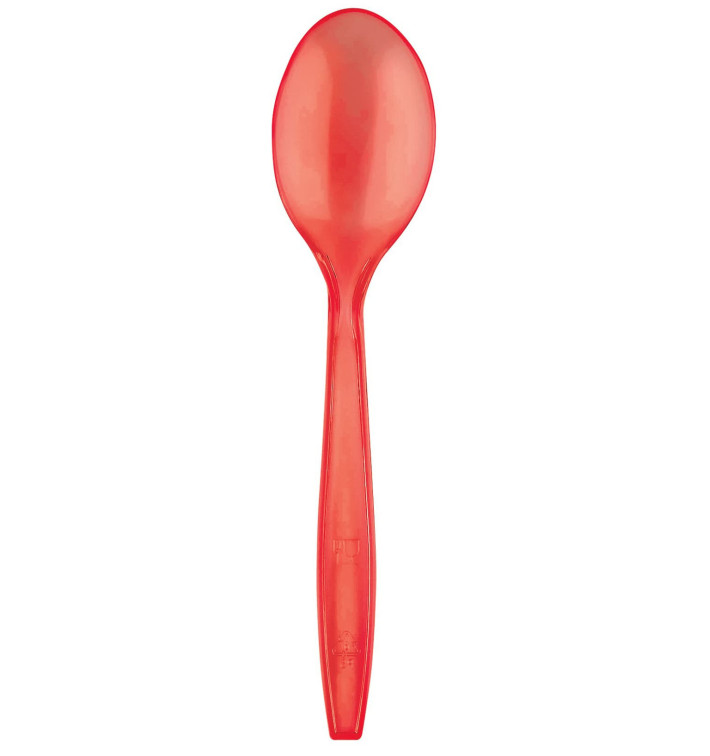 Plastic lepel  PS Premium rood 19cm (50 stuks) 