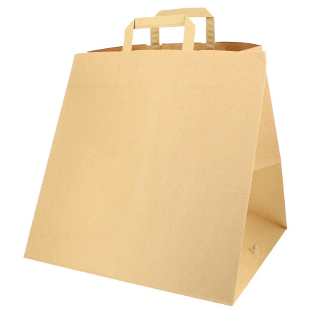 Sac en papier avec Anses Boîte Pizza  80g/m² 37+33x32cm (25 Unités)