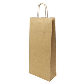 Papieren zak voor fles met handgrepen kraft 18+8x39cm (300 stuks)