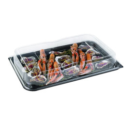 Plastic dienblad met Deksel zwart 55x37cm (5 stuks) 