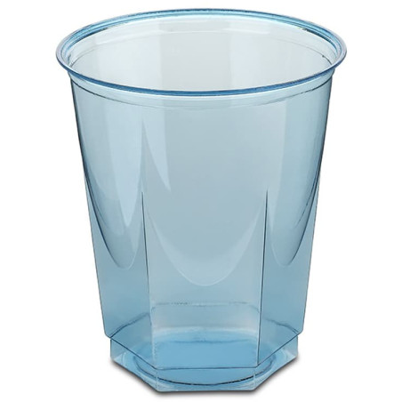 Plastic PS beker Kristal Zeshoekige vorm turkoois 250ml (10 stuks) 