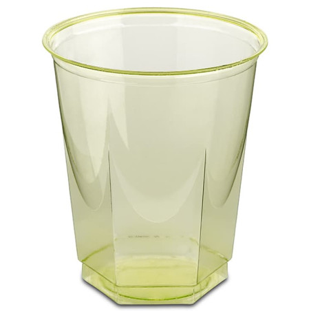 Plastic PS beker Kristal Zeshoekige vorm pistache 250ml (10 stuks) 