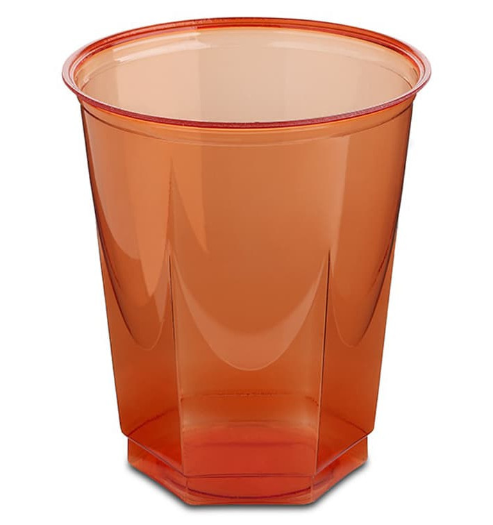 Plastic PS beker Kristal Zeshoekige vorm rood 250ml (10 stuks) 