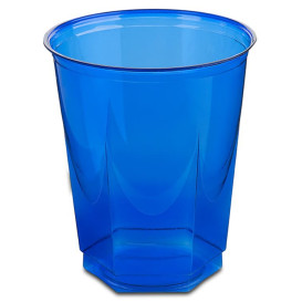 Plastic PS beker Kristal Zeshoekige vorm blauw 250ml (10 stuks) 