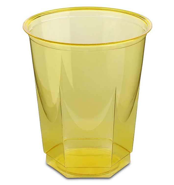 Gobelet Plastique Hexagonal Jaune PS Cristal 250ml (10 Utés)