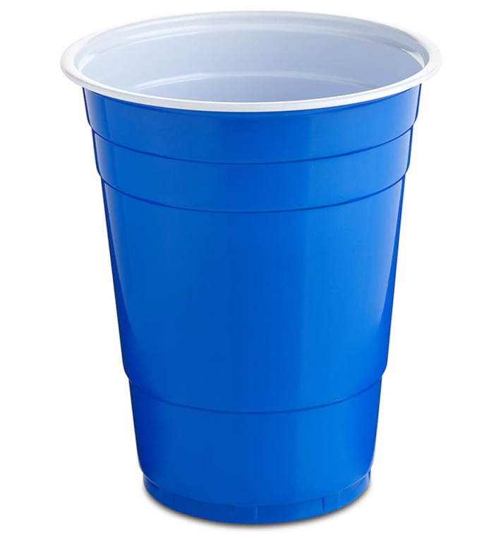 Plastic PS beker blauw American Parten 550ml (25 stuks) 