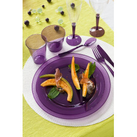 Assiette Plastique Extra Dur Aubergine 19cm (120 Unités)