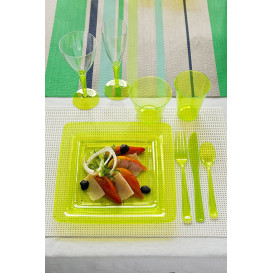 Assiette Carrée Extra Dur Vert 22,5x22,5cm (6 Utés)