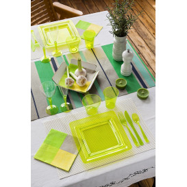 Assiette Carrée Extra Dur Vert 22,5x22,5cm (6 Utés)