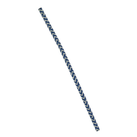 Paille Droite Papier Bleu et Blanc Ø6mm 20cm (100 Utés)