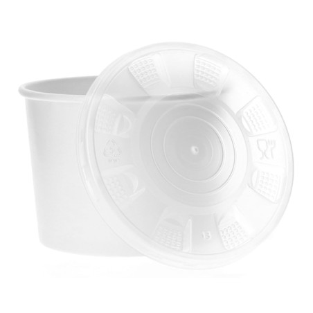 Pot en Carton Blanc avec Couvercle PP 350ml (50 Unités)