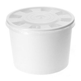 Pot en Carton Blanc avec Couvercle PP 350ml (50 Unités)