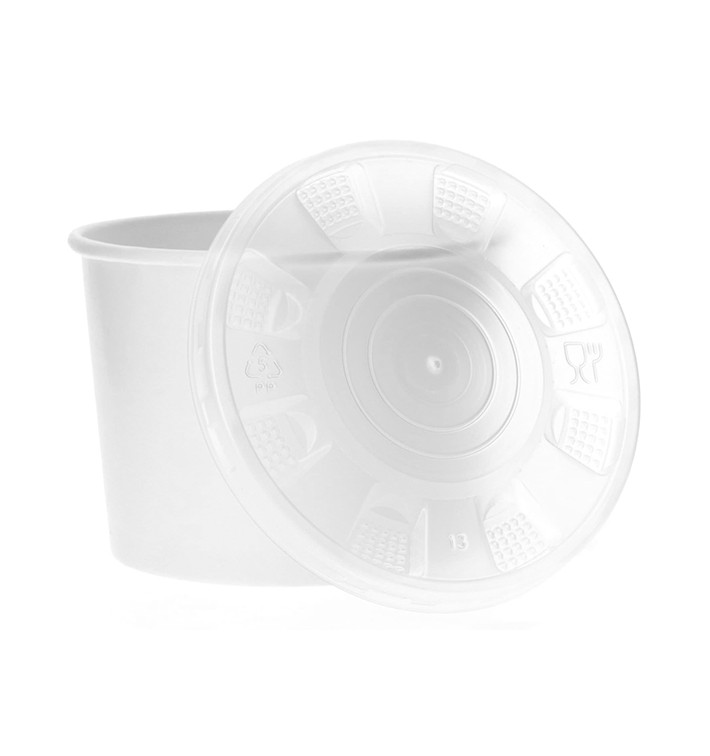 Pot en Carton Blanc avec Couvercle PP 350ml (250 Unités)