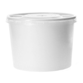 Papieren Container met Plastic Deksel wit PP 350ml (250 stuks)