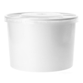 Pot en Carton Blanc avec Couvercle PP 488ml (25 Unités)