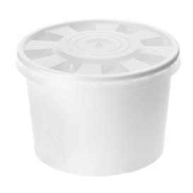 Papieren Container met Plastic Deksel wit PP 488ml (250 stuks)