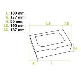 Boîte Carton avec Fenêtre 18x12,7x5,5cm 1000ml  (175 Utés)