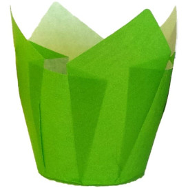 Cupcake vorm voering tulpvorm groen Ø5x5/8cm (2000 stuks)