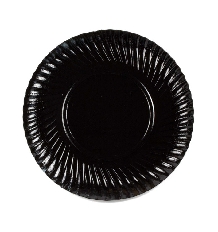 Assiette ronde en Carton Noir 250 mm (500 Unités)