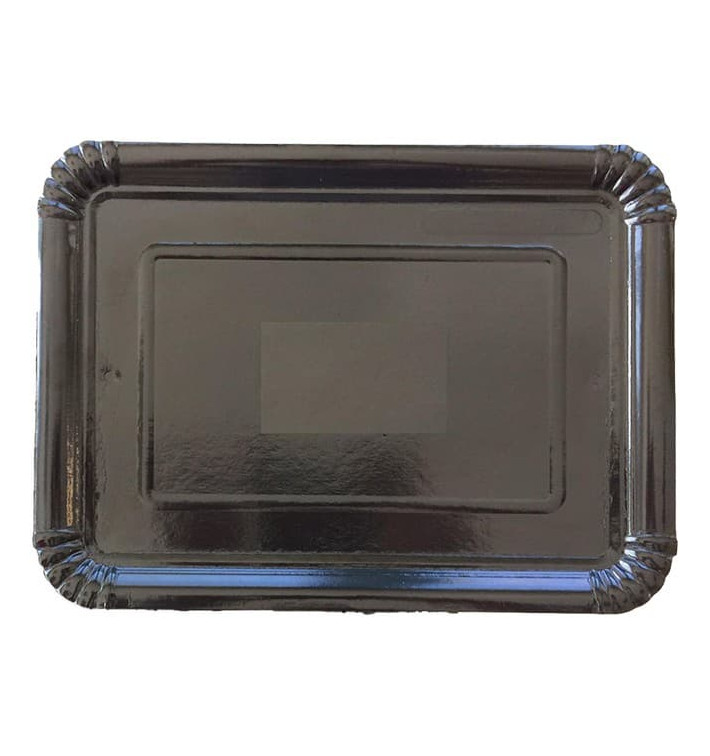 Plat rectangulaire en Carton Noir 14x21 cm (1400 Unités)