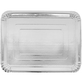 Plat rectangulaire en Carton Argenté 10x16 cm (100 Unités)