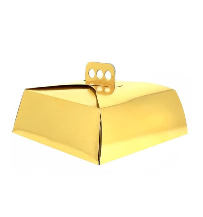 Papieren cake doosje Vierkant goud 15x22x8cm (50 stuks) 